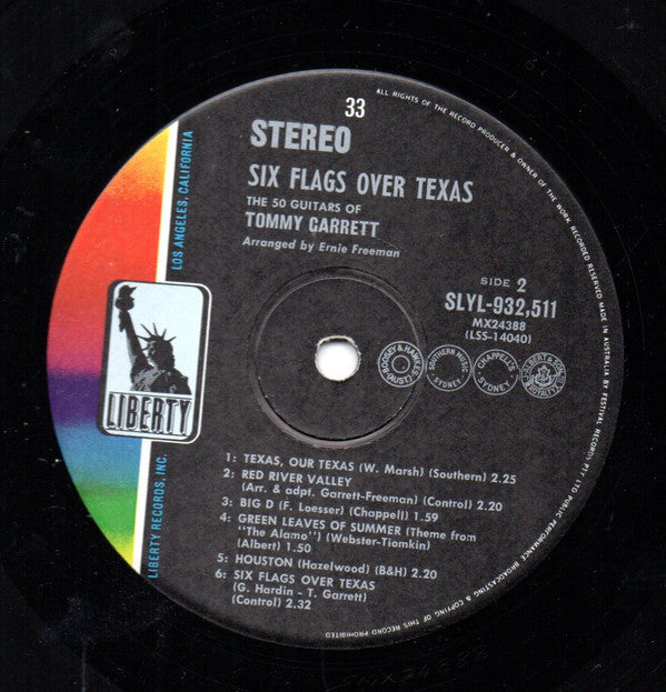 The 50 Guitars Of Tommy Garrett : Six Flags Over Texas (LP, Album)