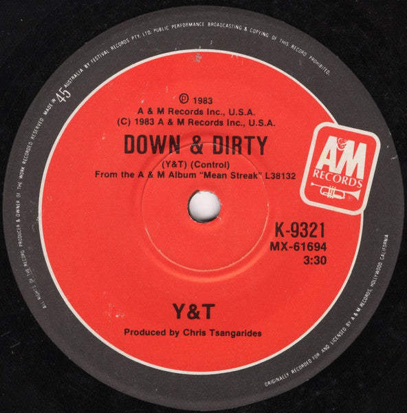 Y & T : Mean Streak (7", Single)