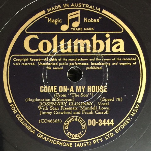 Rosemary Clooney / Marjorie Hughes : Come On-a My House / Somewhere, Somehow, Someday (Shellac, 10")