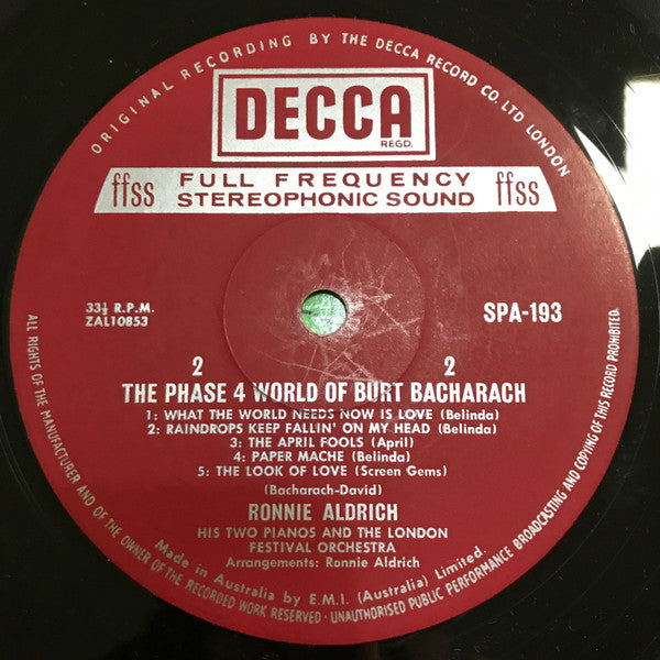 Ronnie Aldrich And His Two Pianos With The London Festival Orchestra : The World Of Burt Bacharach (LP, Album)