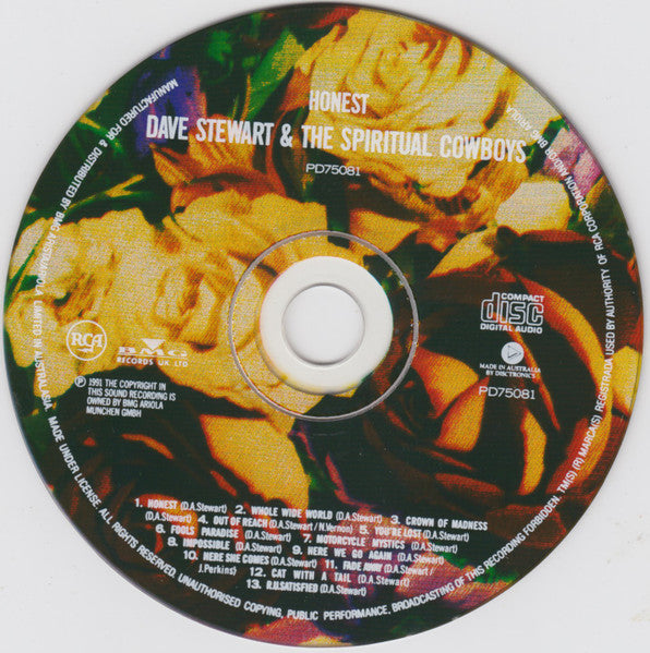 Dave Stewart And The Spiritual Cowboys : Honest (CD, Album)