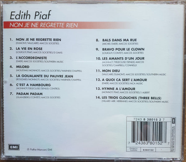 Edith Piaf : Non Je Ne Regrette Rien (CD, Comp)