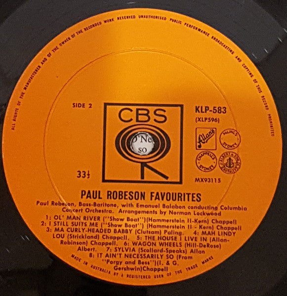 Paul Robeson : Paul Robeson Favourites (LP, Mono)