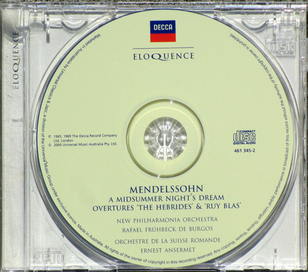 Mendelssohn* - New Philharmonia Orchestra • Rafael Frühbeck De Burgos • Orchestre De La Suisse Romande* • Ernest Ansermet : A Midsummer Night's Dream • Overture: The Hebrides • Overture: Ruy Blas (CD, Comp)