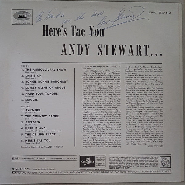 Andy Stewart : Here's Tae You (LP, Album)