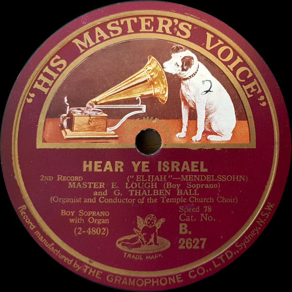 Master E. Lough* And G. Thalben Ball* : Hear Ye, Israel (Shellac, 10")
