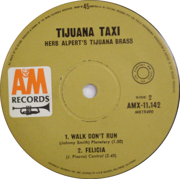 Herb Alpert's Tijuana Brass* : Tijuana Taxi (7", EP, Mono)