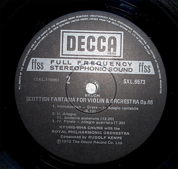 Max Bruch, Kyung-Wha Chung, Royal Philharmonic Orchestra, Rudolf Kempe : Violin Concerto / Scottish Fantasia (LP, Album)