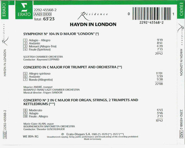 Haydn*, Maurice André, Marie-Claire Alain, Scottish Chamber Orchestra, Raymond Leppard : Haydn In London (CD, Comp)
