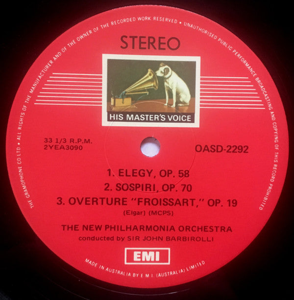Sir Edward Elgar, Sir John Barbirolli, New Philharmonia Orchestra, Philharmonia Orchestra : Pomp And Circumstance Marches 1-5 * Froissart * Elegy * Sospiri (LP)