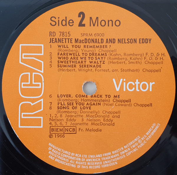 Jeanette MacDonald And Nelson Eddy : 16 Nostalgic Original Recordings Of Music From Their Golden Years In Hollywood (LP, Comp, Mono)