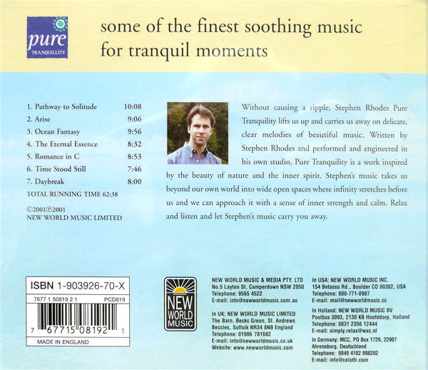 Stephen Rhodes : Pure Tranquillity (CD, Album, RE)