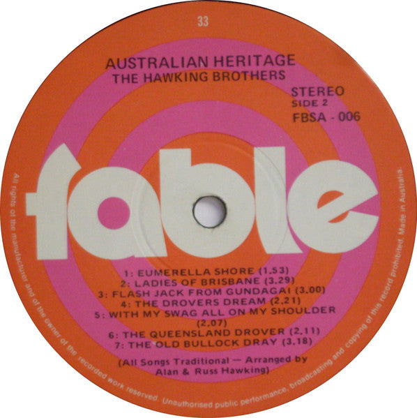 The Hawking Brothers : Australian Heritage (LP, Album)
