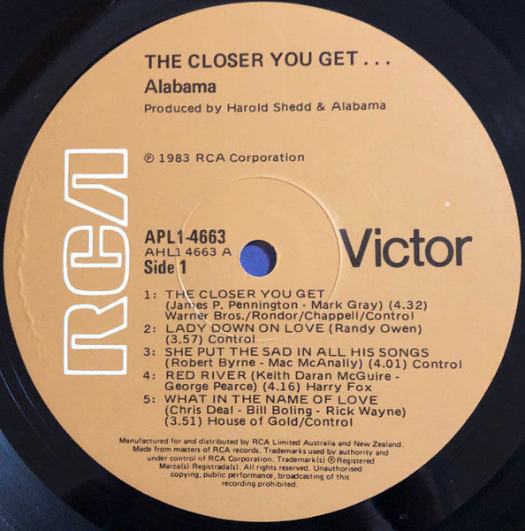 Alabama : The Closer You Get... (LP, Album)