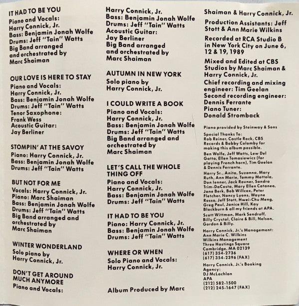 Harry Connick, Jr. : Music From The Motion Picture "When Harry Met Sally..." (CD, Album)