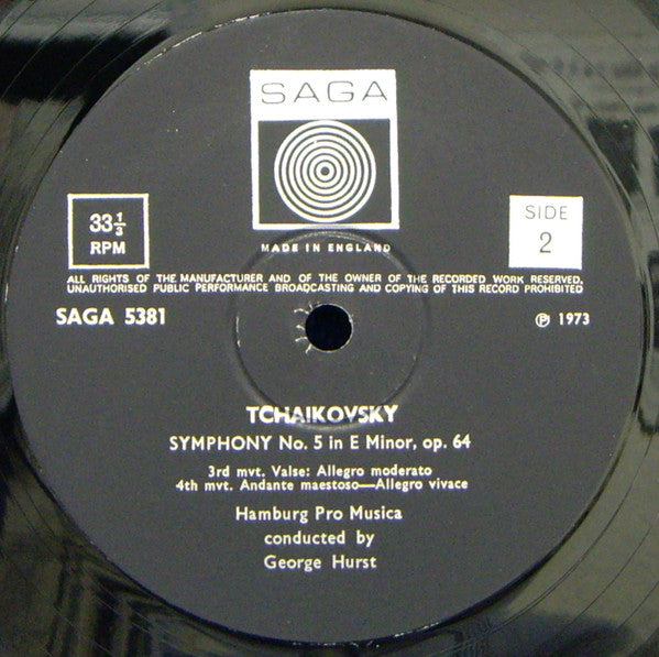 Pyotr Ilyich Tchaikovsky / The Hamburg Pro Musica, George Hurst : Fifth Symphony In E Minor Opus 64 (LP, RP)