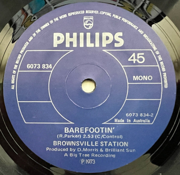 Brownsville Station : Smokin In The Boy's Room (7", Mono)