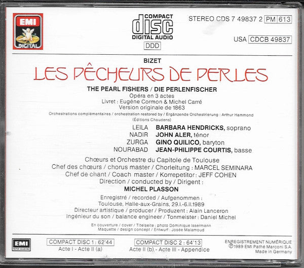 Bizet*, Barbara Hendricks, John Aler, Gino Quilico, Chœur* Et Orchestre Du Capitole De Toulouse*, Michel Plasson : Les Pêcheurs De Perles (2xCD, Album, Sli)