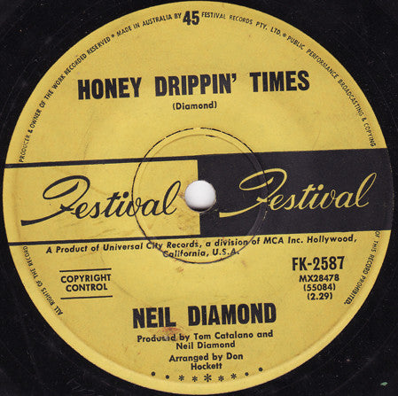 Neil Diamond : Sunday Sun / Honey-Drippin' Times (7", Single)