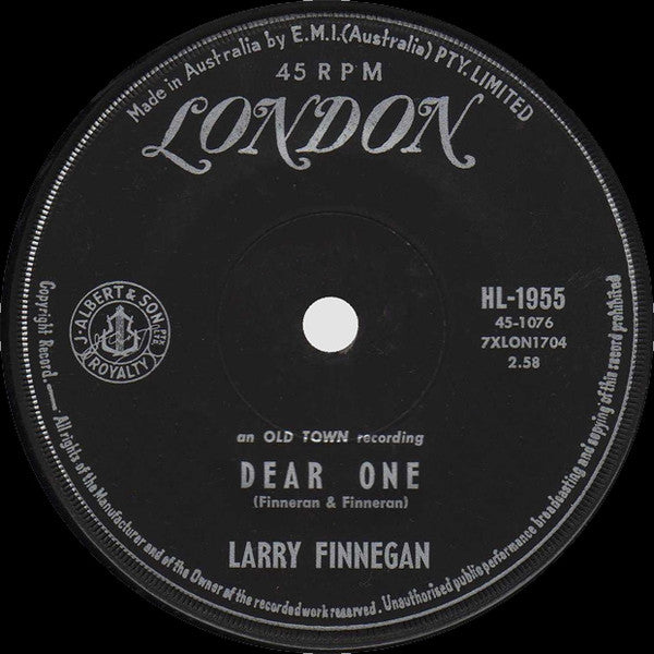 Larry Finnegan : Dear One (7", Single)