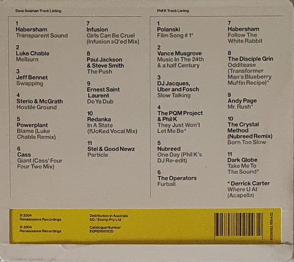 Dave Seaman & Phil K : Renaissance Presents The Therapy Sessions (2xCD, Comp, Mixed, Sup)