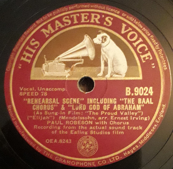 Paul Robeson With Chorus* : Deep River / Rehearsal Scene Including "The Baal Chorus" & "Lord God Of Abraham" (Shellac, 10")