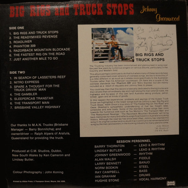 Johnny Greenwood : Big Rigs And Truck Stops (LP, Album)