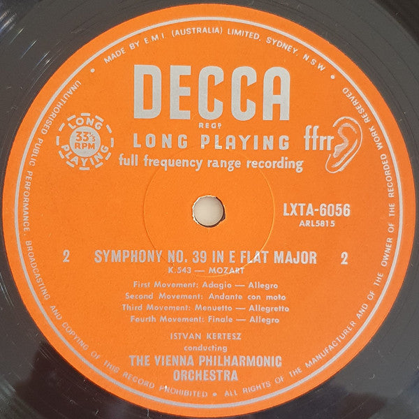 Mozart*, Kertesz*, Vienna Philharmonic* : Symphonies 33 & 39 (LP, Album, Mono)