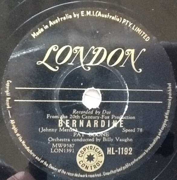 Pat Boone : Love Letters In The Sand / Bernardine (Shellac, 10")