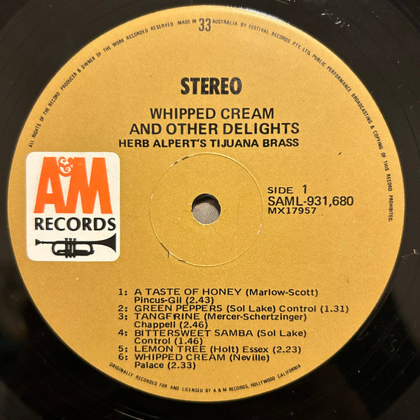 Herb Alpert's Tijuana Brass* : Whipped Cream & Other Delights (LP, Album, RE, RP)