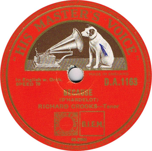 Richard Crooks (2) : For You Alone / Because (Shellac, 10")