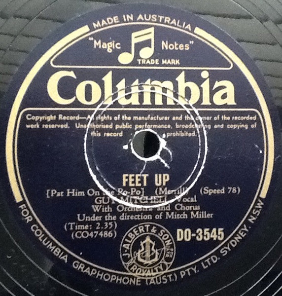 Guy Mitchell : The Day Of Jubilo / Feet Up (Shellac, 10")