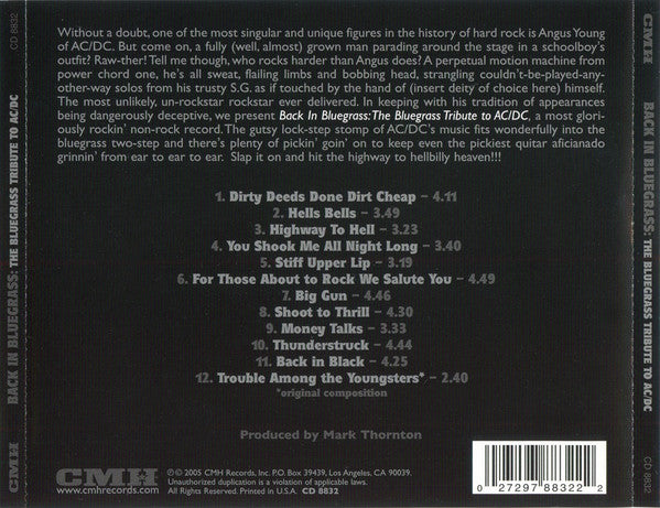 Various : Back In Bluegrass: The Bluegrass Tribute To AC/DC (CD)
