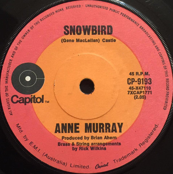Anne Murray : Snowbird (7", Single)