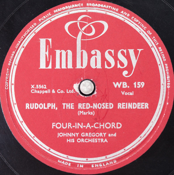Bob Dale With The Four-In-A-Chord, John Gregory And His Orchestra / Four-In-A-Chord*, John Gregory And His Orchestra : White Christmas / Rudolph The Red Nosed Reindeer (Shellac, 10")