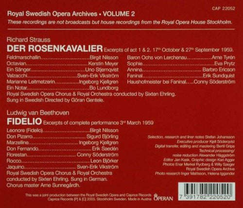 R Strauss*, Beethoven*, B Nilsson*, Meyer*, Prytz*, Tyrén*, Stjernqvist*, C Söderström*, S Björling*, Björker*, Kjellgren* : Strauss: Der Rosenkavalier Excerpts 1959 / Beethoven: Fidelio Excerpts 1959 (2xCD, Album)