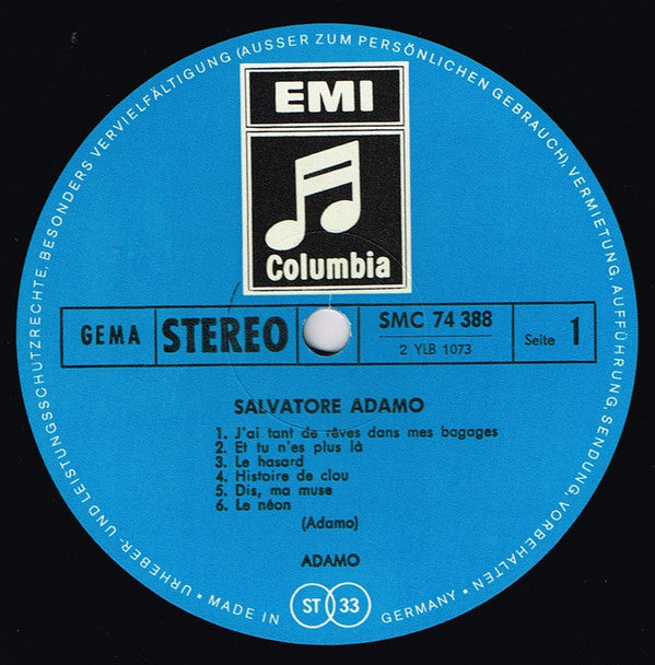 Adamo : Adamo (LP, Album, Gat)