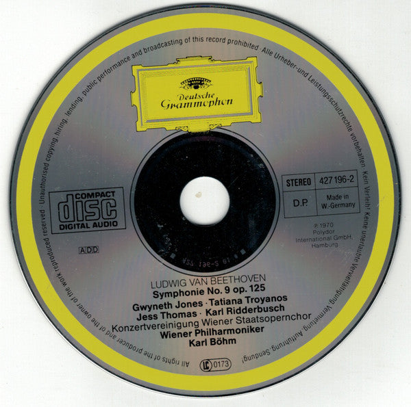 Ludwig Van Beethoven : Gwyneth Jones · Tatiana Troyanos · Jess Thomas · Karl Ridderbusch · Konzertvereinigung Wiener Staatsopernchor · Wiener Philharmoniker · Karl Böhm : Symphonie Nr. 9 (CD, Album, RP)