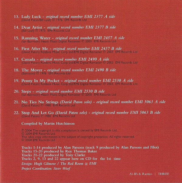 Pilot : A's, B's & Rarities (CD, Comp)