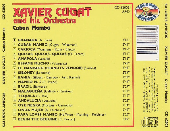 Xavier Cugat And His Orchestra : Cuban Mambo (CD, Comp)