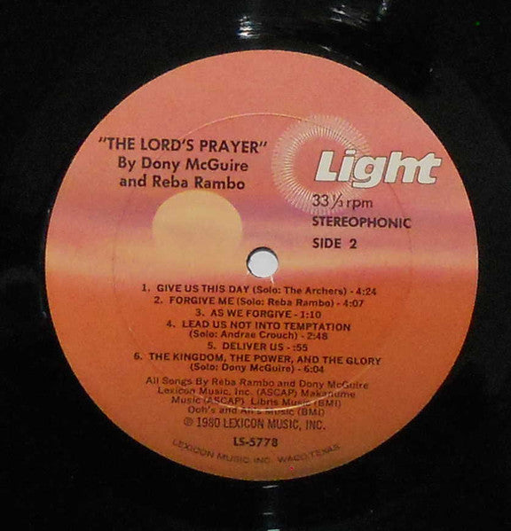 Reba Rambo & Dony McGuire : The Lord's Prayer - Teach Us To Pray (LP, Album)