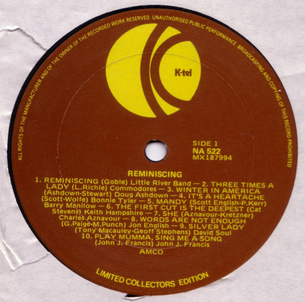 Various : Reminiscing (LP, Comp, Ltd)