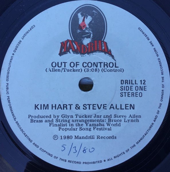 Kim Hart & Steve Allen (4) : Out Of Control (7")