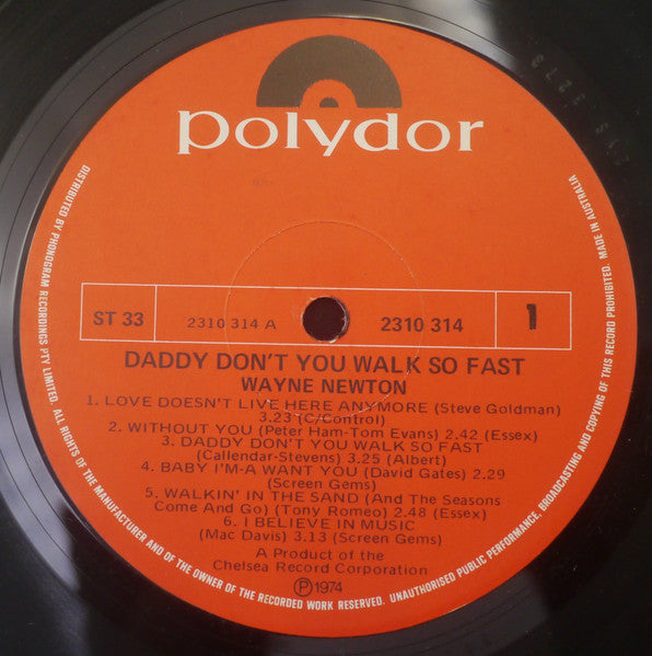 Wayne Newton : Daddy Don't You Walk So Fast (LP, Album)