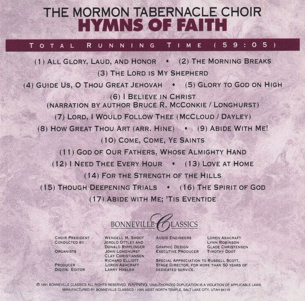 The Mormon Tabernacle Choir* : Hymns Of Faith (CD, Album, RE)