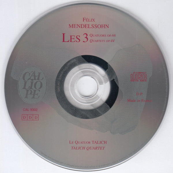 Félix Mendelssohn*, Le Quatuor Talich* : Les 3 Quatuors Op. 44 (CD, Album)