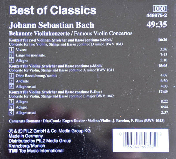 Johann Sebastian Bach : Bekannte Violinkonzerte (CD)