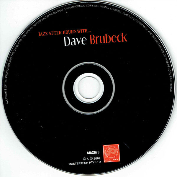 Dave Brubeck : Jazz After Hours With… Dave Brubeck (CD, Comp)