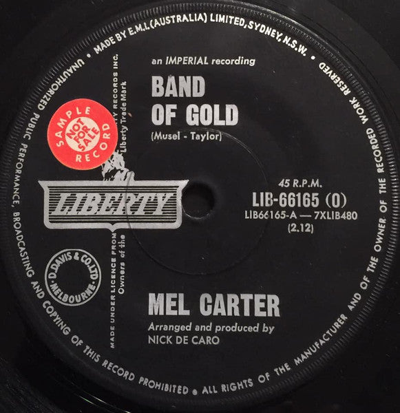 Mel Carter : Band Of Gold (7", Single)