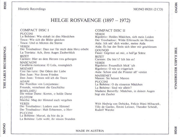 Helge Roswaenge : The Early Recordings (2xCD, Album)